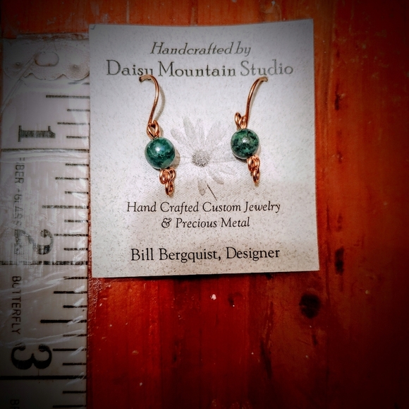14k GF Malachite Bead Earrings - Picture 4 of 5